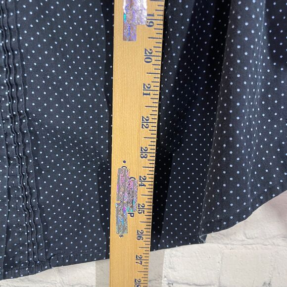 Talbots Classic Button Shirt Women Plus XXL Navy Polka Dots Preppy Office Career - Picture 9 of 11
